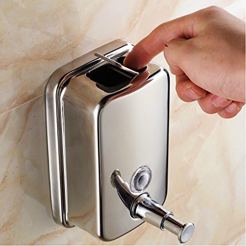 Wall Mounted Soap Dispenser for Bathroom Commercial Wall Liquid Dispenser Stainless Steel Hand Sanitizer Dispenser for Kitchen Garage Office Hotels Restaurants or Home Use 500ml (Chrome Silver)