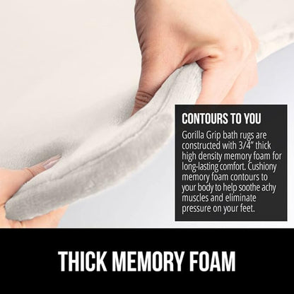 GORILLA GRIP Memory Foam Bath Mat, Soft Absorbent Velvet Bathroom Mats, Durable Dots on Underside, Machine Washable Bathmat, Carpet Rug Room Decor for Shower Tub Floor RV, 24x17 Rugs, Cream