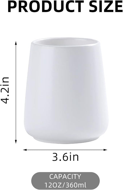 White Toothbrush Holder for Bathroom - 2Pcs Ceramic Tooth Brushing Holders Set, Toothbrush Cup & Toothpaste Organizer for Bathroom Countertop, Makeup Brush Holder, Pen Holder for Home Desktop Storage