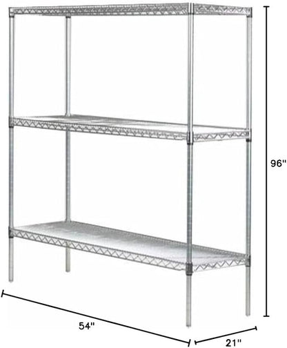 Omega 21" Deep x 54" Wide x 96" High 3 Tier Chrome Starter Shelving Unit