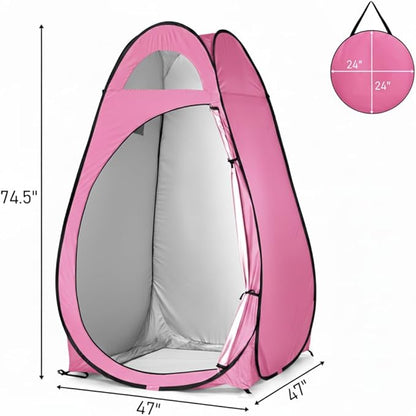 4x4ft Pop Up Privacy Shower Tent with Top Window, 3.6lbs Liightweight Dressing Room, Portable Toilet Stall with Carry Bag for Camping, Beach, Outdoors (Pink)