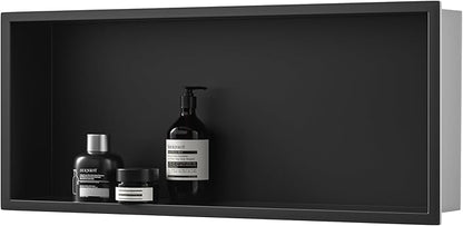 Stainless Steel Shower Niche 30" X 12" Matte Black No Tile Needed Horizontal Niche Shower Recessed Wall Niches for Bathroom Storage Over Mount Installation
