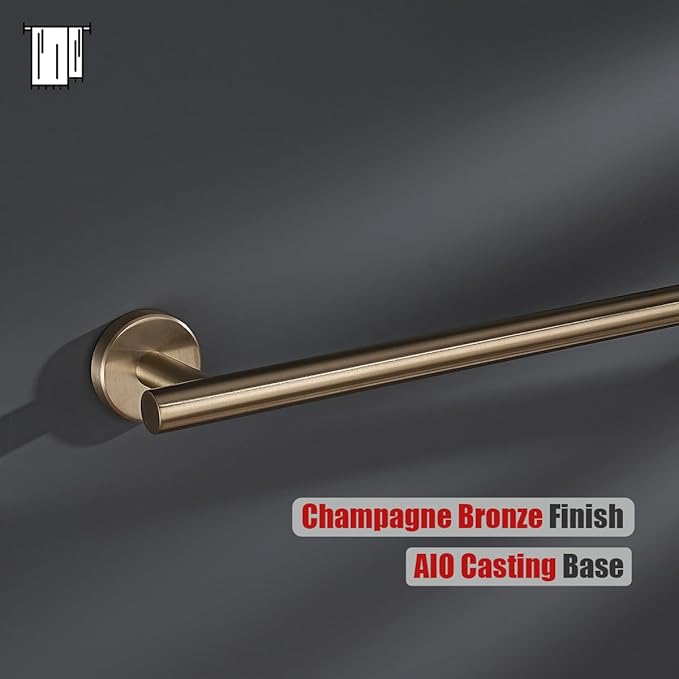 JQK Champagne Bronze Towel Bar, 27 Inch 304 Stainless Steel Thicken 0.8mm Towel Rack Bathroom, Towel Holder Wall Mount, Useable Length 24 Inch, TB110L24-CB