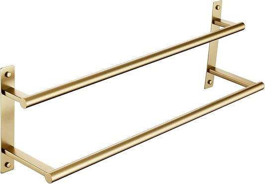 KOKOSIRI 20 Inch Bathroom Towel Racks Double Towel Bar Bath Towel Holder Towel Hanger Towel Shelf Wall Mount Stainless Steel Brushed Gold B5010BG-L20