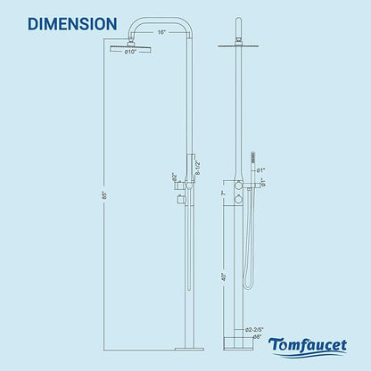 Freestanding Outdoor Shower Kit, 316 Marine Grade Stainless Steel Outside Shower System for Backyard, Pool, Beach, Outdoor Shower Fixtures with Rain Shower Head & Handheld, Brushed Nickel