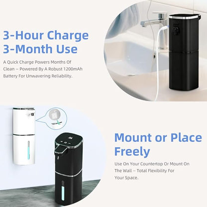 Automatic Liquid Soap Dispenser, 9 Adjustable Levels, 380ml/12.8oz, Auto Touchless Hand Soap or Dish Soap Dispenser,USB Rechargeable Dispenser,Wall Mount or Tabletop Use for Bathroom Kitchen Sink