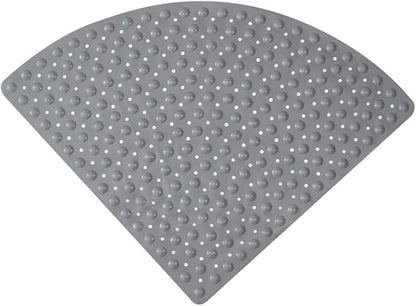 Mrcrypos Corner Shower Mats 31 x 31 Inches Bath Mat with Suction Cups and Drain Holes, Quick Dry Anti Slip Bathmat Machine Washable Shower Stall Mats for Bathroom, Gray