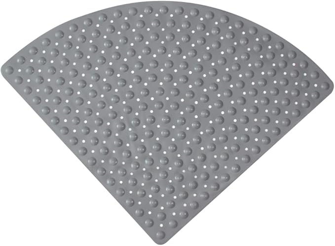 Mrcrypos Corner Shower Mats 27.5 x 27.5 Inches Bath Mat with Suction Cups and Drain Holes, Quick Dry Anti Slip Bathmat Machine Washable Shower Stall Mats for Bathroom, Gray