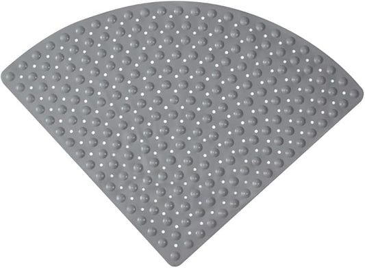 Mrcrypos Corner Shower Mats 21 x 21 Inches Bath Mat with Suction Cups and Drain Holes, Quick Dry Anti Slip Bathmat Machine Washable Shower Stall Mats for Bathroom, Gray