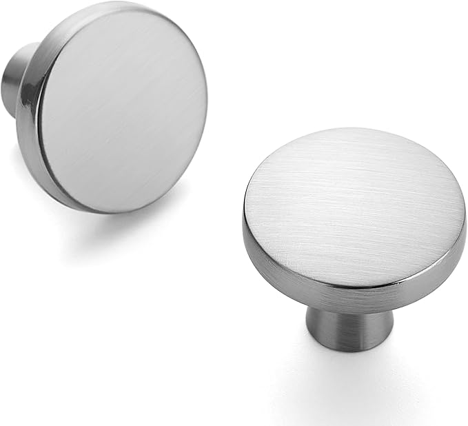 Ravinte 30 Pack Drawer Pulls 1-1/4 Inch Kitchen Cabinet Knobs Brushed Nickel Solid Round Dresser Knobs Simple Cabinet Hardware for Cupboard Drawer Handles
