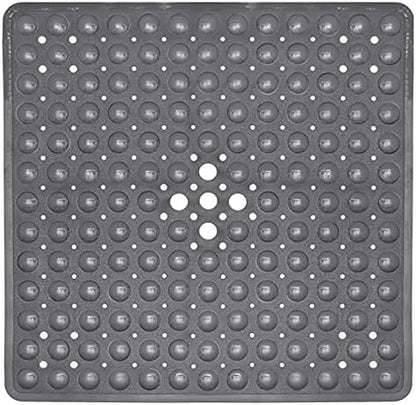 ENKOSI Square Shower Mat - Non Slip Bath Mat - 21x21 Charcoal