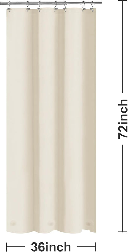 Barossa Design Beige Stall Shower Curtain Liner 36" W x 72" H - Waterproof PEVA Plastic Shower Liner for Small Bathroom Stall, Lightweight Bath Curtain with 3 Magnets & Metal Grommets - Beige