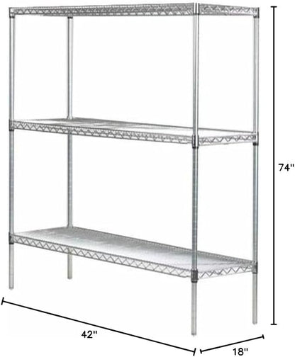 Omega 18" Deep x 42" Wide x 74" High 3 Tier Chrome Starter Shelving Unit