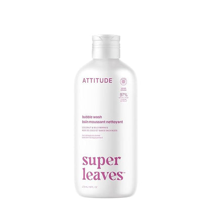 ATTITUDE Bubble Bath, EWG Verified, Plant and Mineral-Based, Dermatologically Tested, Vegan Body Care Products, Coconut & Wild Berries, 16 Fl Oz