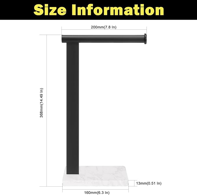 Stainless Steel L-Shaped Hand Towel Holder, SUS304 Bathroom Towel Rack with Thickened Base for Countertop Vanity (Matte Black, Square Base)