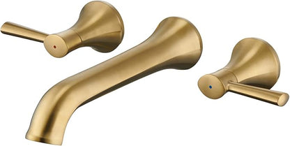 Wall Mount Tub Filler Roman Tub Faucet Brushed Gold Brass Bathtub Faucets with 2 Handles