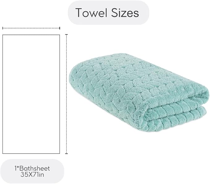 Turkish Cotton Ultra-Soft Plush Absorbent Quick Dry Bathroom Towel Set, Made in Turkey (Mint Green, Bath Sheet)
