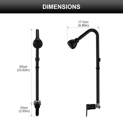 Outdoor Shower System, Matte Black Single Handle Outdoor Shower Faucet with High Pressure Shower Head and Valve for yard(Garden Hose Adapters Included)