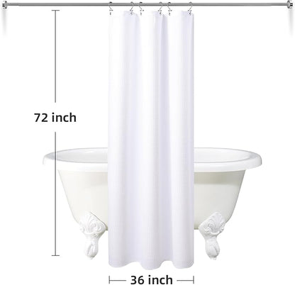 LaCyan 3 in 1 Waterproof Waffle Weave Shower Curtain and Clear Liner Set with 6 Stainless Steel Hooks Double Sided for Bathroom 72 Inches Heavy Duty Polyester Fabric Shower Curtains 36x72