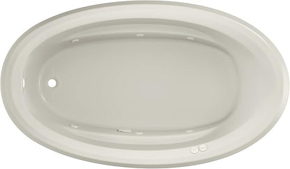 Jacuzzi SIGNATURE Acrylic Drop-In Bathtub, Jet Massage Tub, Slip Resistant, Left Drain Placement, 72" (L) x 42" (W), Oval, Oyster
