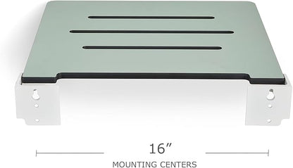 18 inch Silhouette Slimline Folding Wall Mount Shower Bench Seat, Sea Green Seat with White Frame