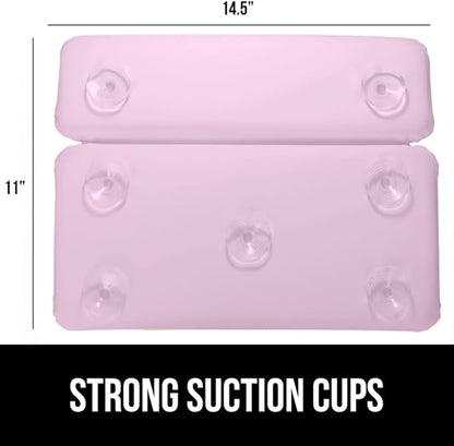 GORILLA GRIP Bath Pillow for Tub, Improved Suction Cups, Luxury Bathtub Pillows, Headrest for Neck and Back Support, Relaxing Home Spa, Hot Tubs and Bathroom Essentials, Gifts for Women, 2 Panel Pink