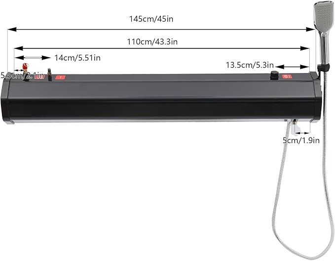 7.93 Gallon Pressurized Water Tank For Camping Shower, Portable Roof Rack Shower for Camping, Road Shower with A Large Water Tank, A Shower and 5.58 Foot Hose, Sun's Rays to Heat, Storage Bag