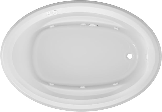 Jacuzzi SIGNATURE Acrylic Drop-In Bathtub, Jet Massage Tub, Slip Resistant, Right Drain Placement, 59" (L) x 41" (W), Oval, White