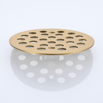 Round 4.25 Inch Screw-in Shower Drainer Cover Replacement 304 Stainless Steel 4-1/4 inch Floor Drain Grate with Screws Brushed Golden