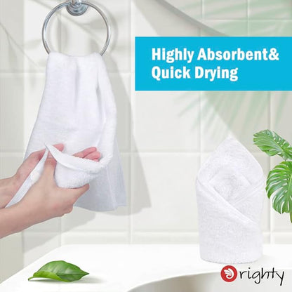 Orighty 12-Pack White Hand Towels - Quick Drying & Absorbent Microfiber Gym Towels 16x28 inches - Lightweight & Thin White Yoga Towels - Multi-Purpose Camping Towels for SPA, Hotel & Bathroom
