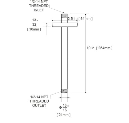 OFFO Shower Arm with Flange, 10 in Oil Rubbed Bronze Ceiling Mount Replacement Rain Shower Head Straight Arm Ceiling-Mounted For Fixed Shower Head & High Pressure Rain