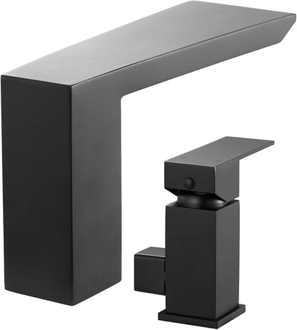VEVOR Roman Tub Faucet, 3 Hole Waterfall Bathtub Faucet, Roman Bathtub Faucets Set with Shower Head & 1 Handle, Romans Bathtub Faucets for Pet Washing, Adult Bathing, Matte Black, Stainless Steel