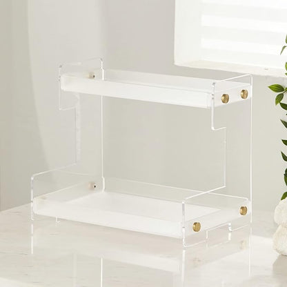Bathroom Organizer Countertop,2 Tier Bathroom Counter Organizer Kitchen Spice Rack Cosmetic Organizer,Countertop Storage Shelf for Bathroom, Kitchen, Living Room, Bedroom, Dressing Table