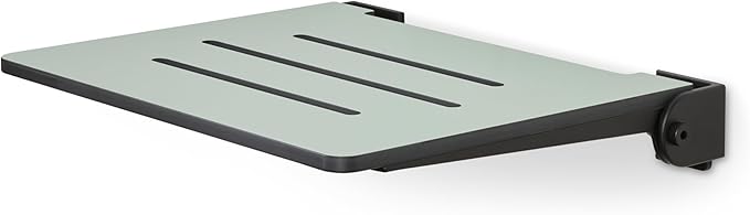 18 inch Silhouette Slimline Folding Wall Mount Shower Bench Seat, Sea Green Seat with Matte Black Frame