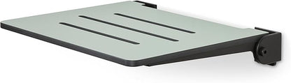 18 inch Silhouette Slimline Folding Wall Mount Shower Bench Seat, Sea Green Seat with Matte Black Frame