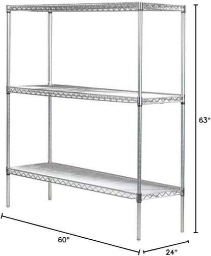 Omega 24" Deep x 60" Wide x 63" High 3 Tier Chrome Starter Shelving Unit