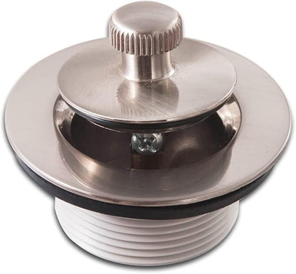 Lift and Turn Bathtub Drain Stopper with ABS Plastic Bushing, Fits in 1-1/2 Inch or 1-3/8 Inch Inner Bathtub Shoe, Easy to Install, Satin Nickel