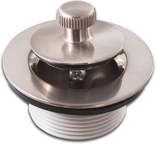 Lift and Turn Bathtub Drain Stopper with ABS Plastic Bushing, Fits in 1-1/2 Inch or 1-3/8 Inch Inner Bathtub Shoe, Easy to Install, Satin Nickel