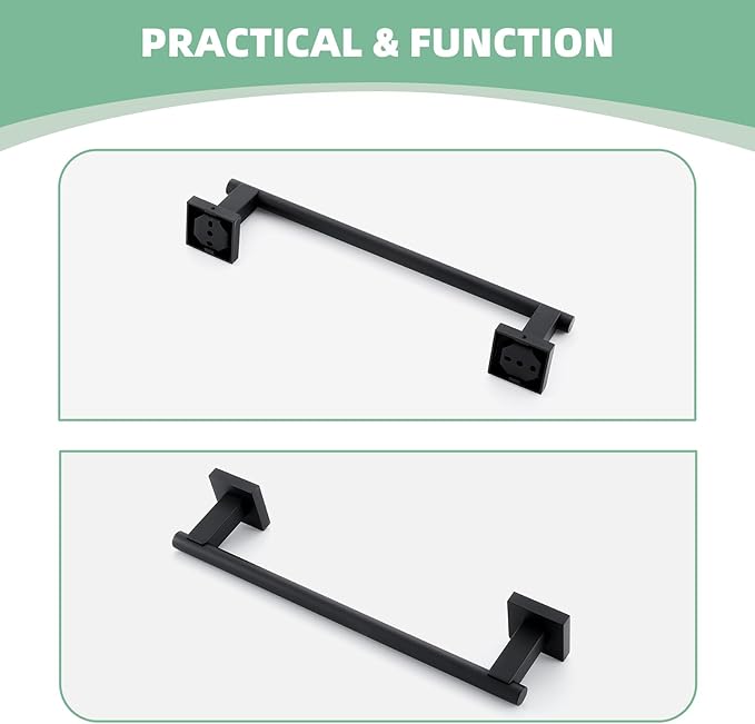 Suyar Matte Black Bathroom Towel Holder, SUS 304 Stainless Steel Short Hand Towel Bar for Wall, 13.78 Inch