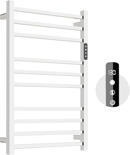 Towel Warmer,10-Bar 304 Compact Stainless Steel Towel Warmer Rack for Bathroom with Intelligent Touch-Screen Timer