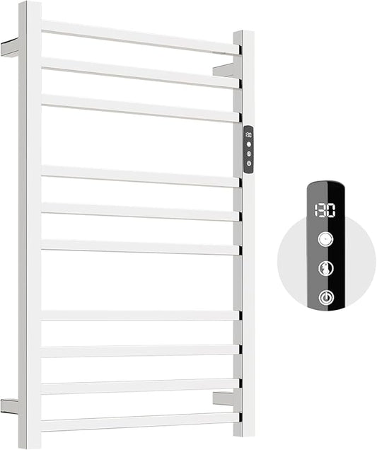 Towel Warmer,10-Bar 304 Compact Stainless Steel Towel Warmer Rack for Bathroom with Intelligent Touch-Screen Timer