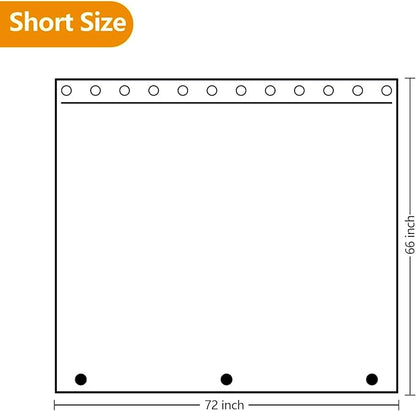 Waterproof Fabric Short Shower Curtain Liner with 3 Large Magnets, 72 x 66 inch Washable Cloth Shower Liner Neutral White, 66'' Length Bathroom Lightweight Shower Curtain