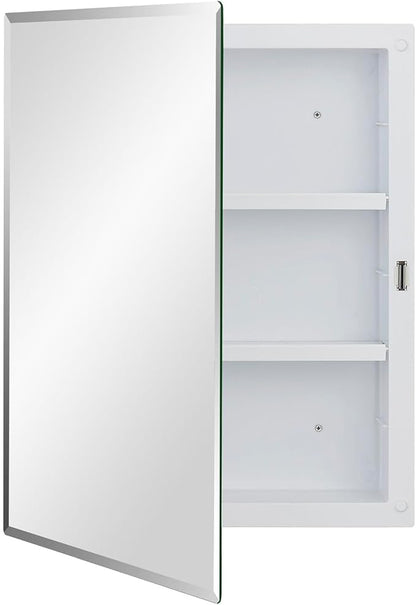 Plastic Medicine Mirror Cabinet for Bathroom 16 x 20 inch, Surface and Recessed Mount