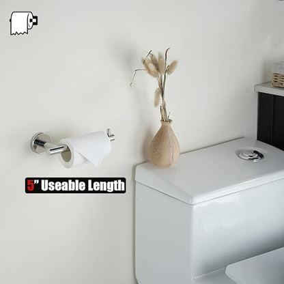 JQK Bathroom Hardware Towel Bar Set, 5-Piece Bath Accessories Set Polished Chrome Wall Mount Includes 24 in Towel Bar, 9 in HT Bar, TP Holder, Towel Hook x 2, BAS105-CH