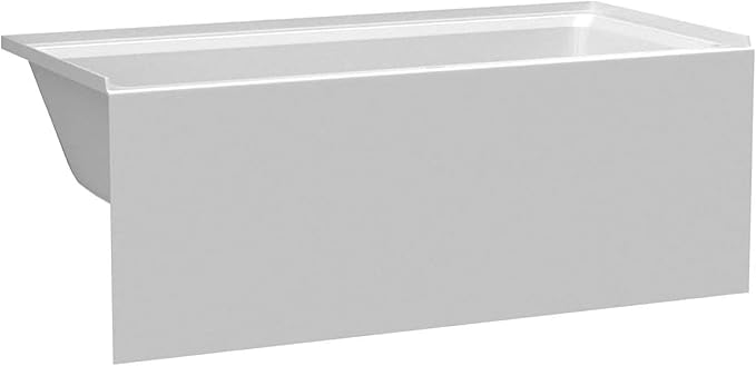 Fine Fixtures Acrylic, Fiberglass Alcove Soaking Bathtub with Integral Apron Front - Drain Included (60" x 36", Left Hand, White)