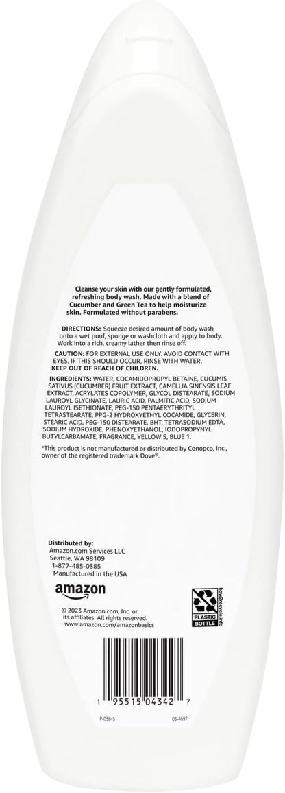 Amazon Basics Body Wash for Refreshing Skin, Cucumber, 22 fl oz (Pack of 2)