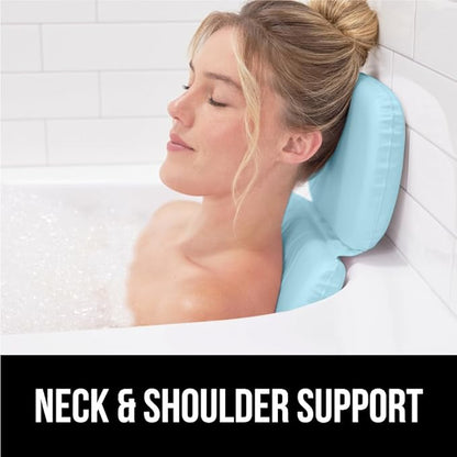 GORILLA GRIP Bath Pillow for Tub, Improved Suction Cups, Luxury Bathtub Pillows, Headrest for Neck and Back Support, Relaxing Home Spa, Hot Tubs and Bathroom Essentials, Gifts for Women, 3 Panel Blue