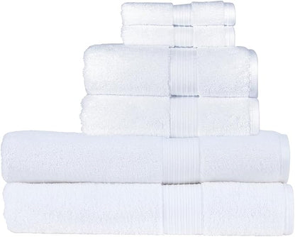 Christy Supreme Hygro 6 Piece Towel Set | White | 100% Luxury Supima Cotton | Ultra Soft | Super Absorbent | 650GSM | 2 Bath Sheets 2 Hand Towels 2 Face Cloths