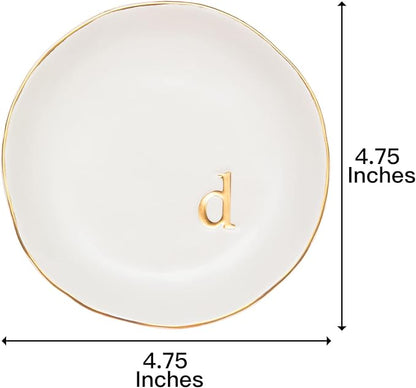 COLLECTIVE HOME - Ceramic Jewelry Tray, Decorative Trinket Dish for Rings Earrings Necklaces Bracelet Watch Keys, Birthday Mother's Day Christmas Gift for Women, 4.75", White Surface (D)