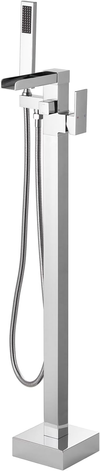 Free Standing Tub Faucet Chrome: ALEASHA High Flow Max 6.74 GPM Free Standing Tub Filler - Brass Modern Floor Mount Bathtub Faucet with Handheld Shower, for the Ultimate Elegant SPA Experience